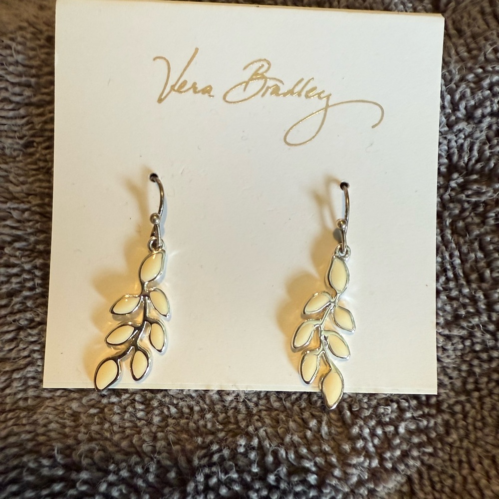 Vera Bradley Silver Botanical Dangle Earrings